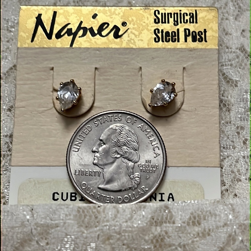 Napier/vintage cubic zirconia earrings * - Picture 2 of 2